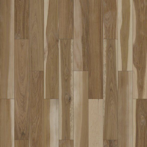 Wooden plank flooring, varying shades of brown and beige.