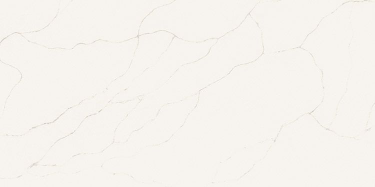 White countertop with fine gray veining.