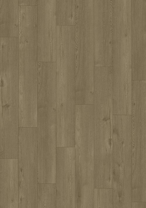 Brown wood-look flooring with vertical planks.