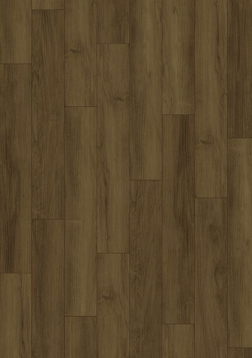 Dark brown wood flooring, vertical planks, natural grain pattern.