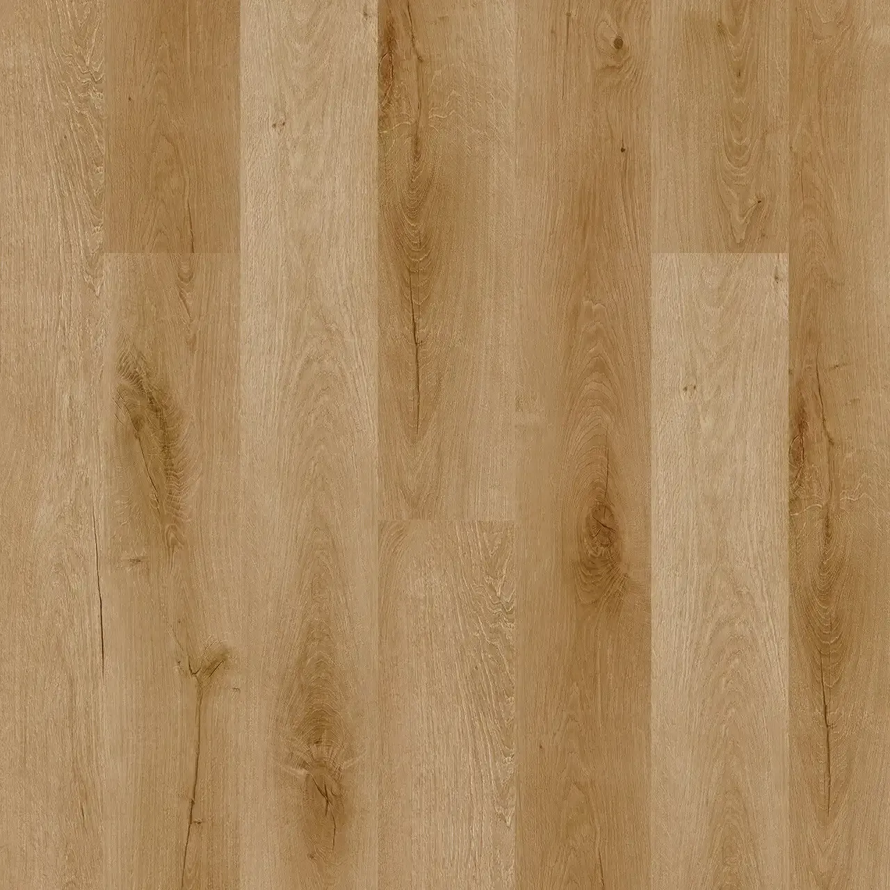 Light brown wood plank flooring, with vertical grain and slight knots.