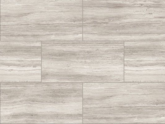 Light beige stone tile flooring with a striped pattern.