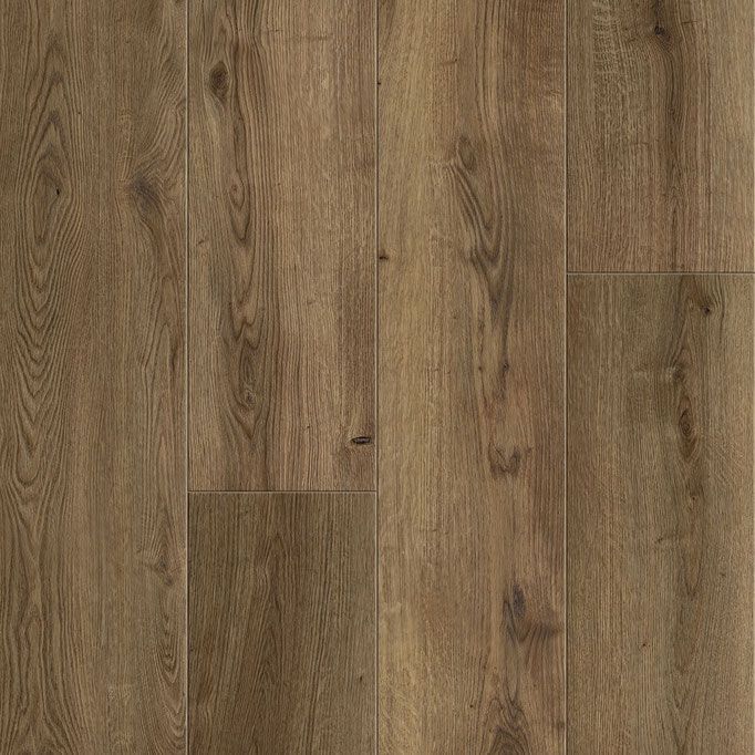 Brown wood plank flooring.