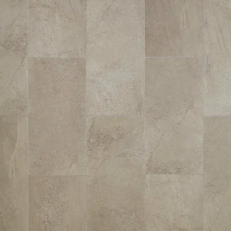 Beige tile flooring with a stone-like texture.