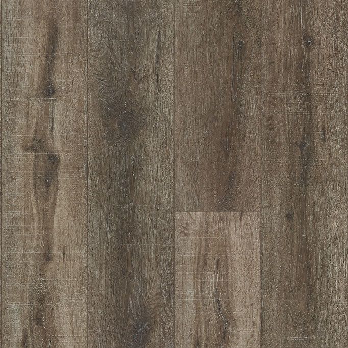 Wood-look flooring in shades of brown and gray, with wood grain texture.