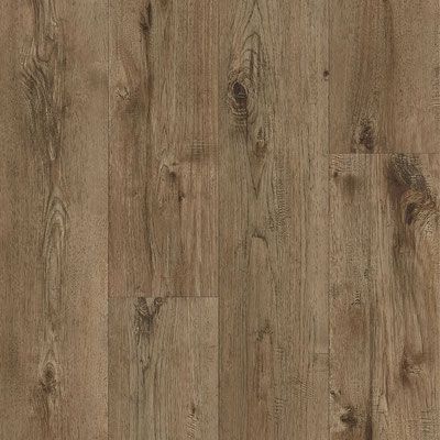 Brown wood-look flooring with vertical planks and visible grain details, providing a natural, textured appearance.