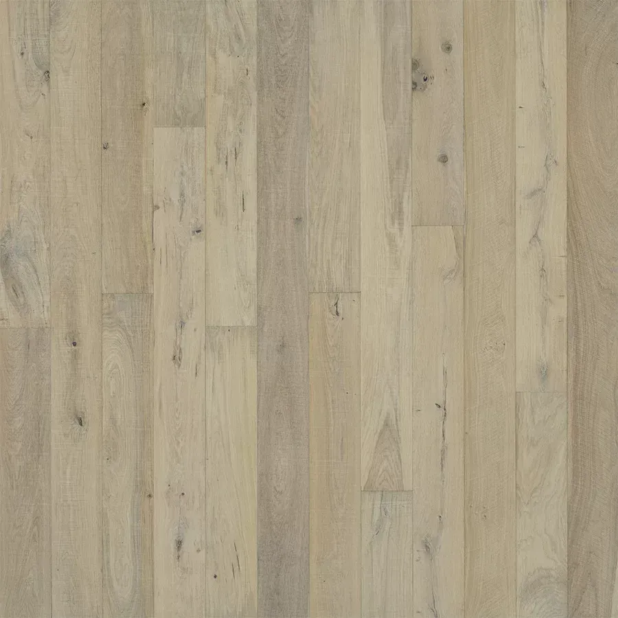 Light wood floor planks in varying shades of beige and gray.