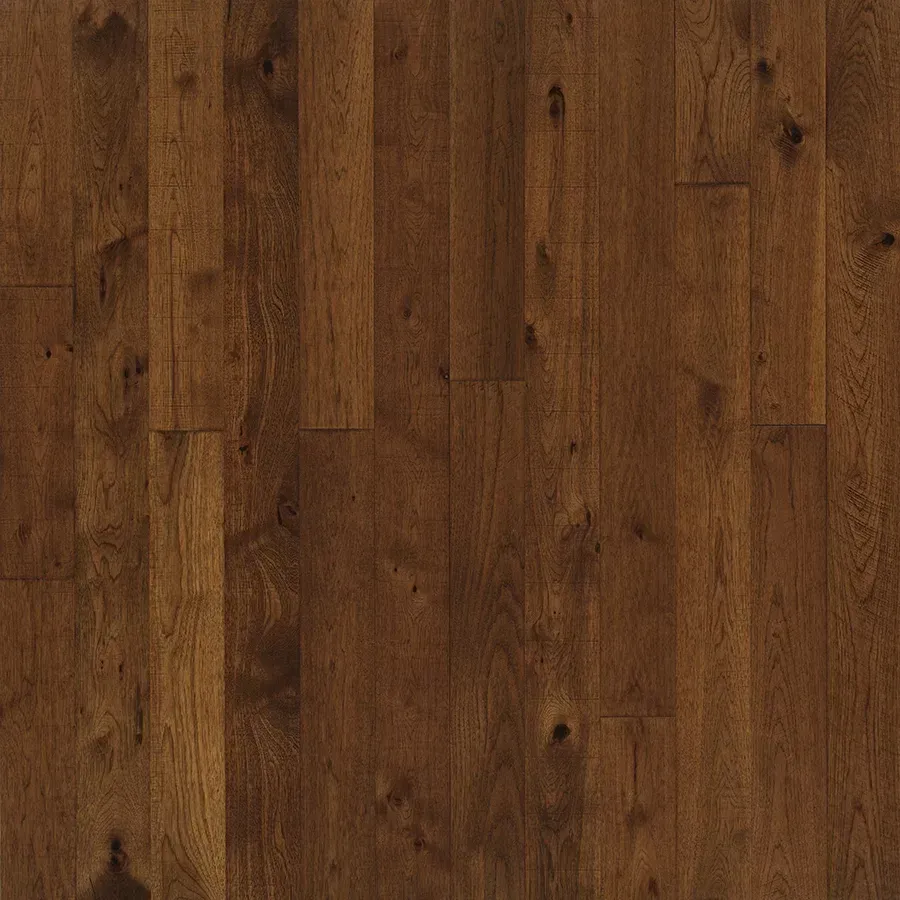 Dark brown hardwood floor with visible wood grain.