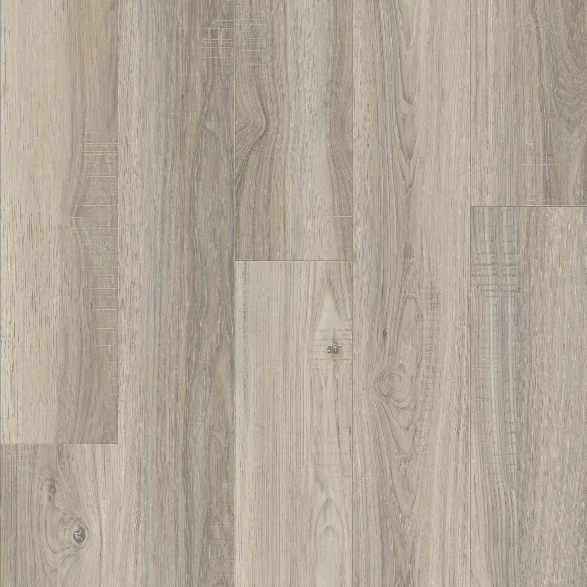 Light wood-look flooring with a mix of beige and gray tones.