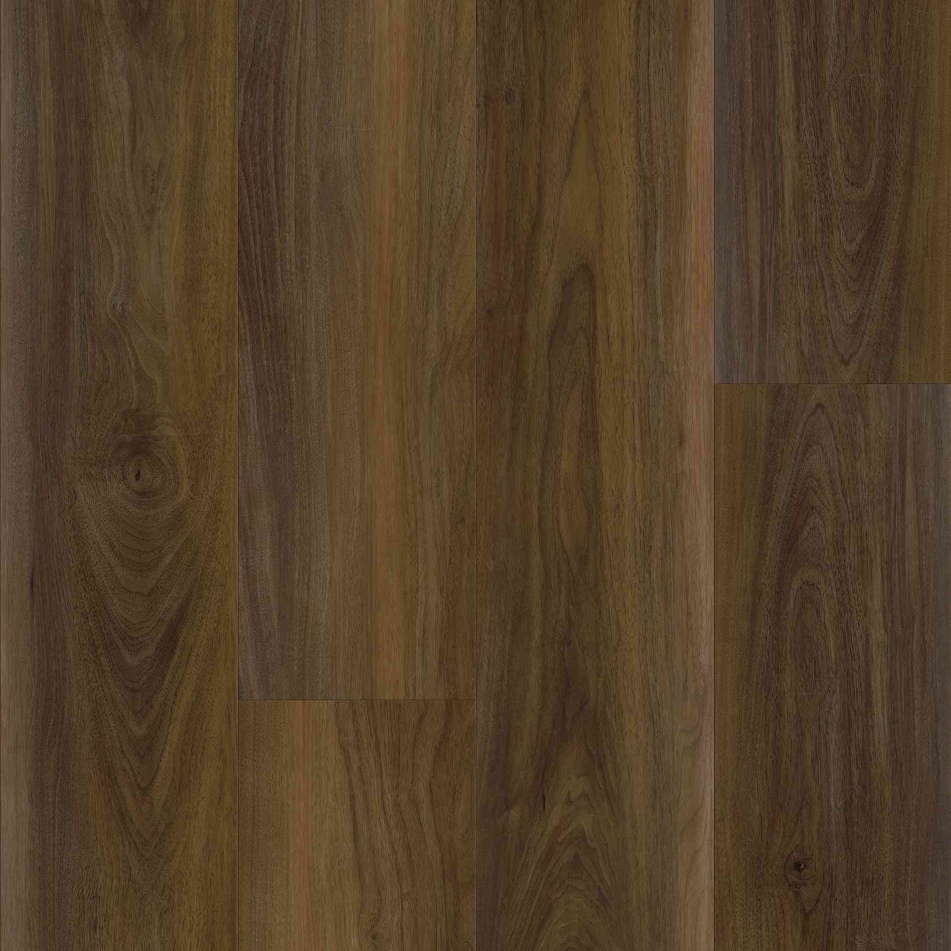 Dark brown wood flooring with visible grain and natural color variations.