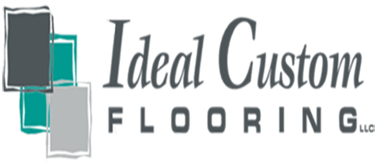 A logo for ideal custom flooring is shown on a white background
