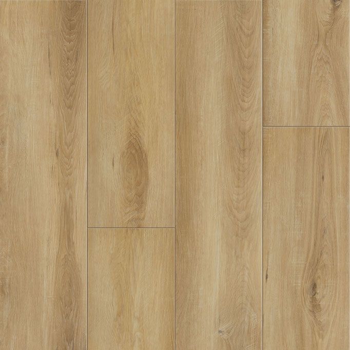 Light brown wood-look flooring with vertical planks, showcasing a natural wood grain pattern.