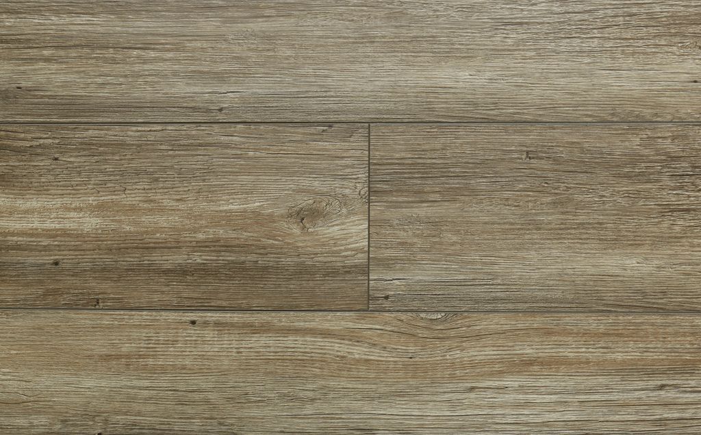 Wooden floor planks in shades of brown and gray.