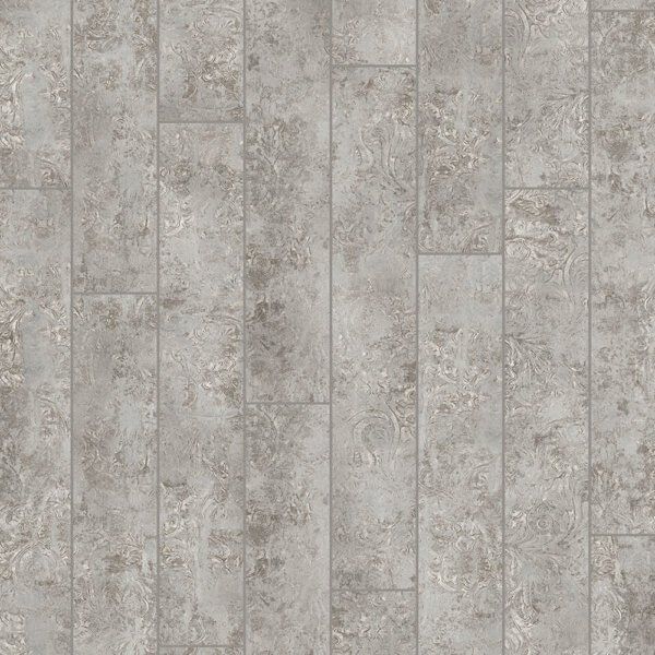 Gray stone-like floor tiles arranged in a linear, rectangular pattern.