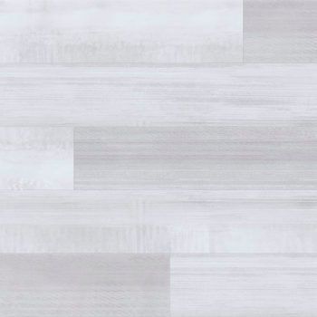 White and gray wood-look flooring planks with horizontal grain and varying shades.