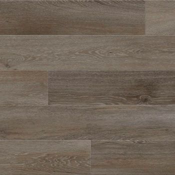 Close-up of wood-look flooring, featuring horizontal planks in shades of brown and gray.