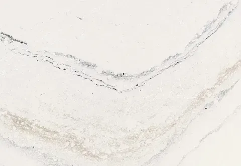 White and beige marble countertop with gray and brown veining.