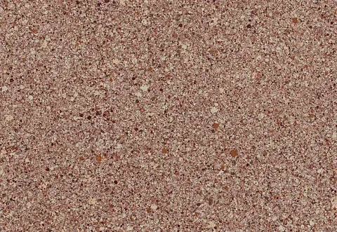 Rough, reddish-brown textured surface with a speckled pattern of small grains.