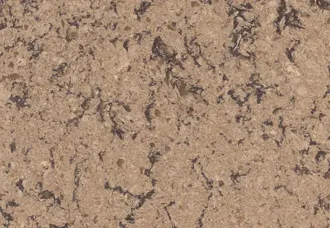 Close-up view of a light brown textured surface with darker brown speckles and veining.