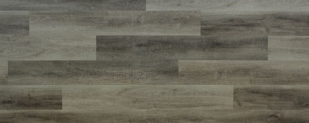 Close-up of grey wood flooring, showing the texture and arrangement of planks.