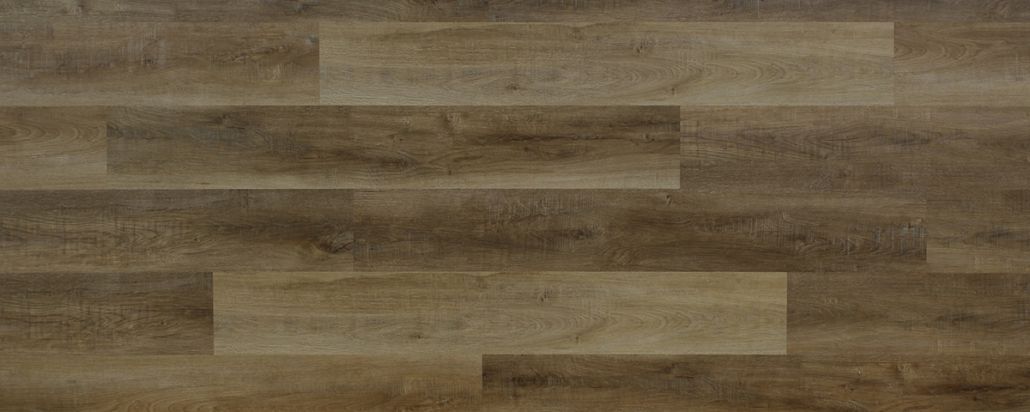 Wood plank flooring in shades of brown.
