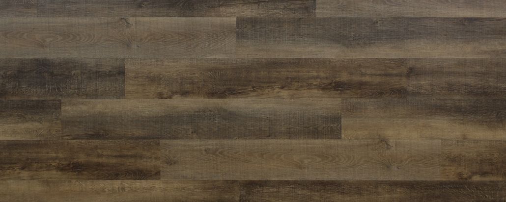 Wooden plank flooring in shades of brown and gray.