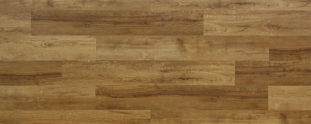 Wood-grain flooring with varied tones of brown and tan planks.