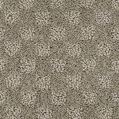 Beige carpet with a repeating flower pattern.