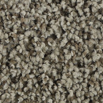 Close-up of beige and gray flecked textured carpet.
