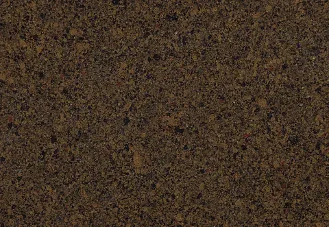 Close-up of dark brown soil, showing texture and small particles.