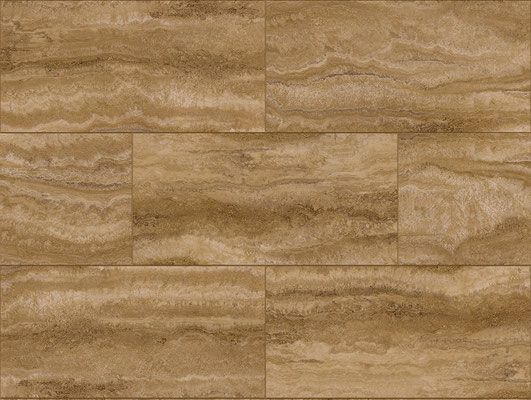 Tan and brown tile floor with a layered, textured pattern.