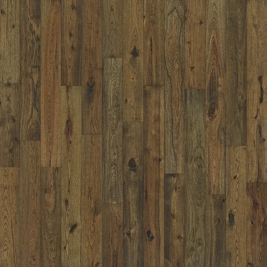 Brown wood floor with varied shades and textures.