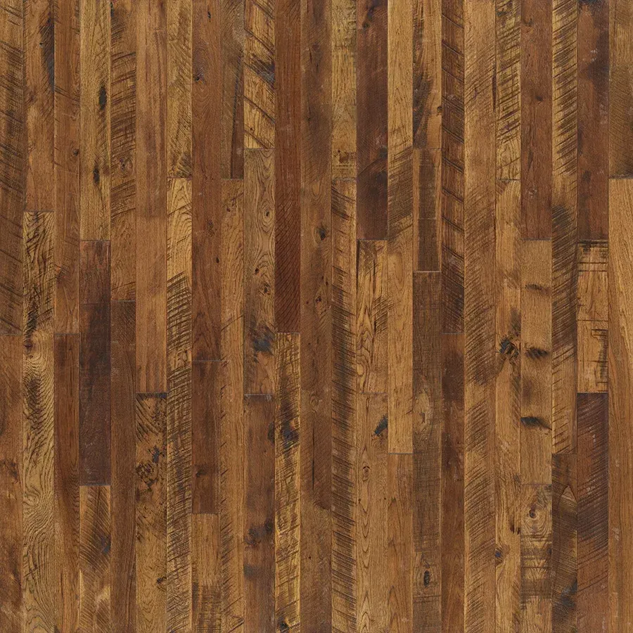 Brown wooden floor with vertical planks.