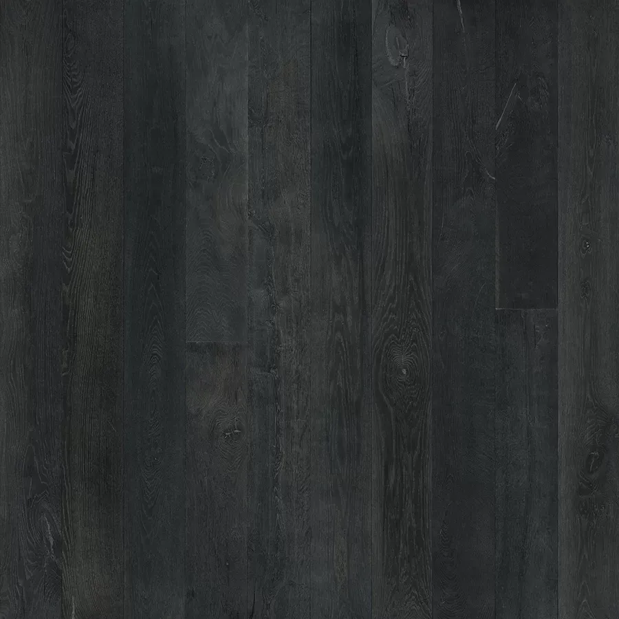 Dark gray hardwood flooring with wood grain texture.