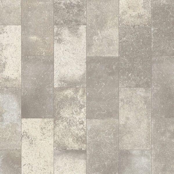 Gray and beige rectangular stone tiles arranged in a staggered pattern.