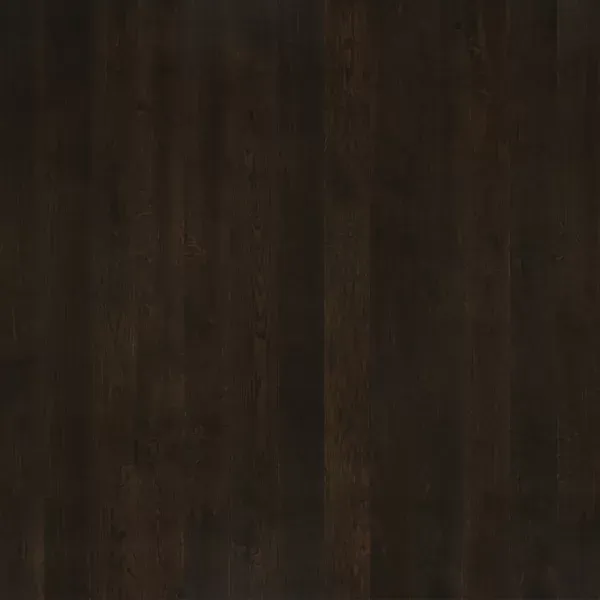 Dark brown hardwood flooring with vertical wood grain.