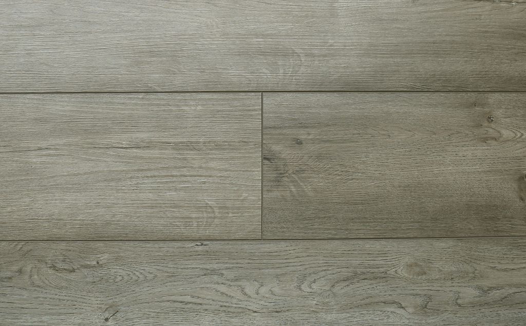 Gray wood-look flooring with horizontal planks and visible grain patterns.