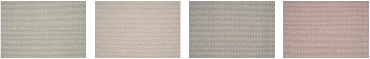 Four vertical rectangular swatches in neutral shades of grey, beige, and mauve.