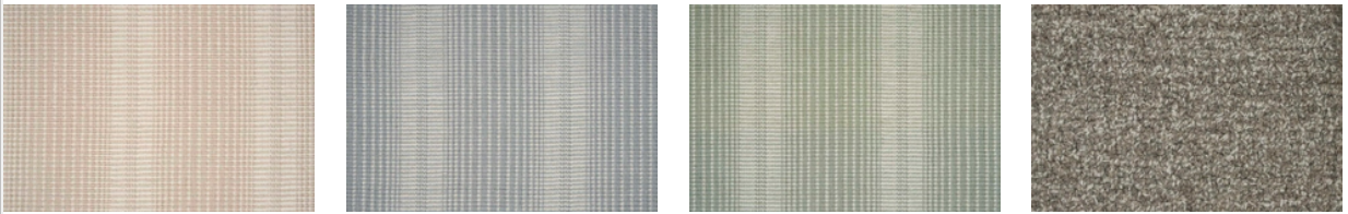 Four textured squares: light beige, grey, green, and brown.