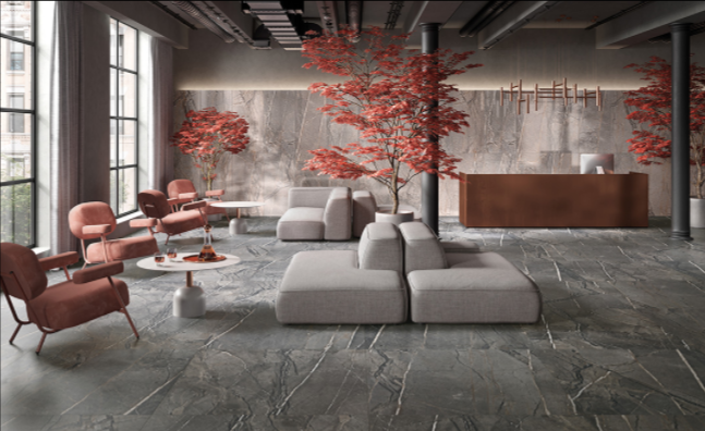 There is a tree in the middle of the room.