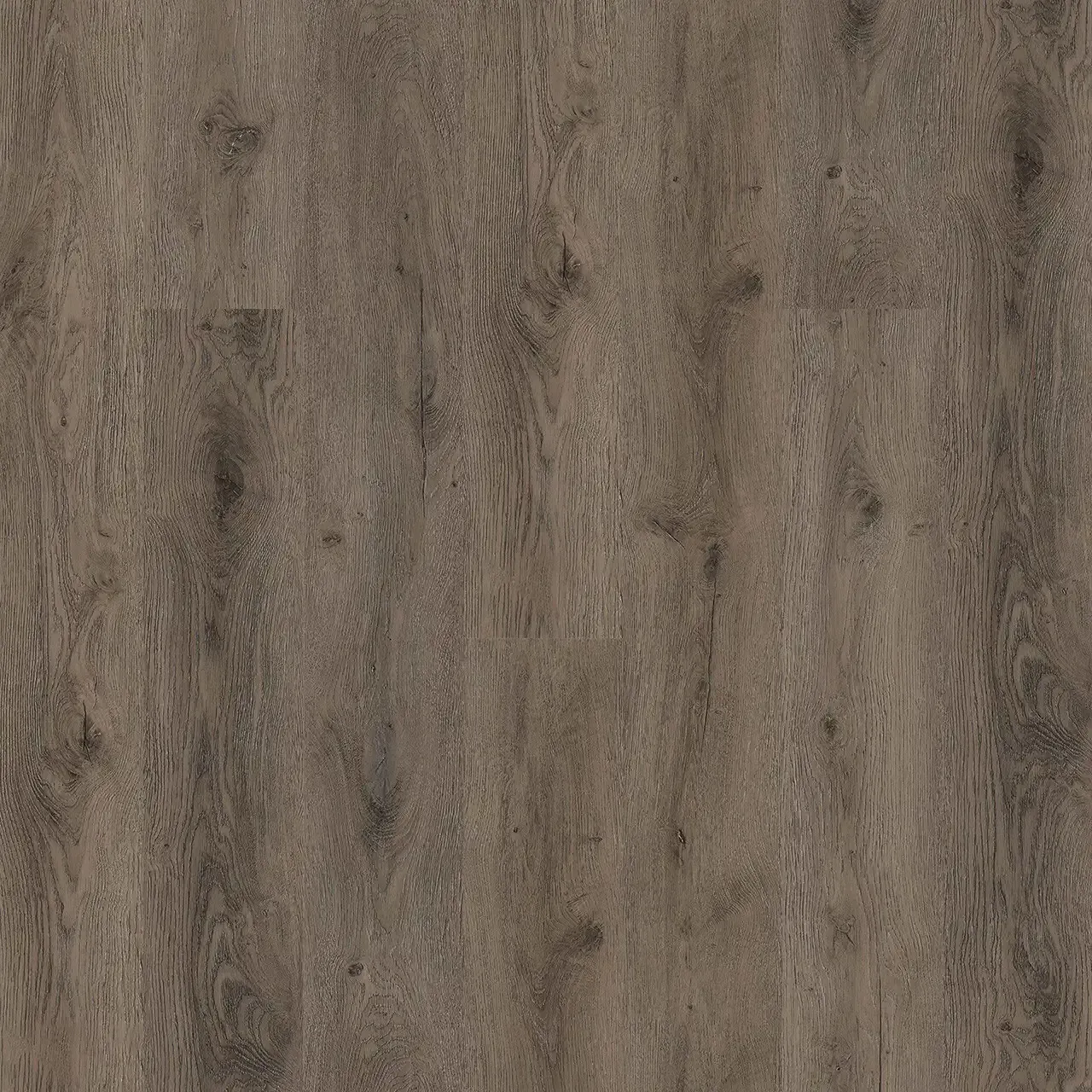 Dark brown wood-look flooring with a textured grain pattern.