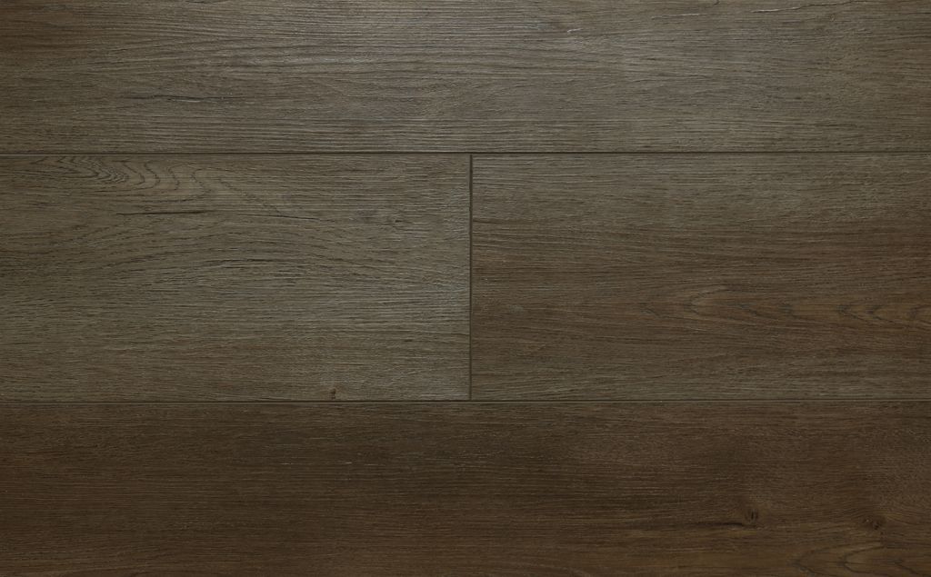 Dark brown wood flooring with horizontal planks.