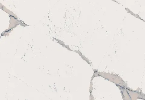 White marble surface with grey veining.