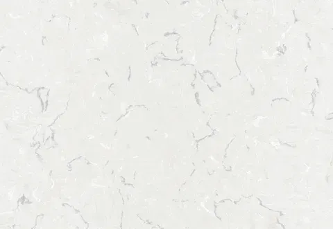 White quartz countertop with subtle gray veining.