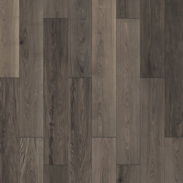 Dark wood flooring planks with varying shades of gray and brown.