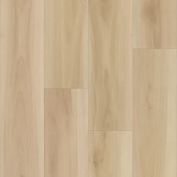 Light-colored wood-look flooring with vertical plank pattern.