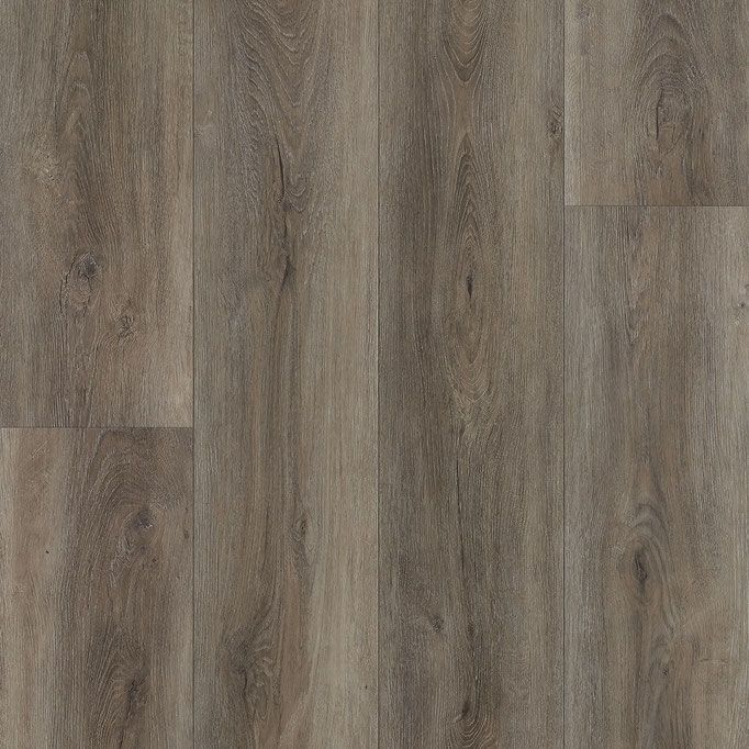 Wood-look flooring in shades of gray and brown, with visible grain patterns.