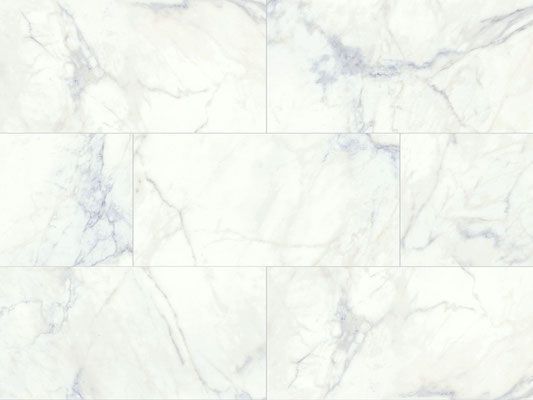 White and gray marble-patterned tile flooring with rectangular shapes.