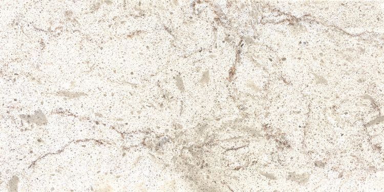 Beige stone surface with brown veining.