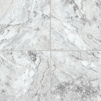 Four light gray marble-look tiles with darker veining.